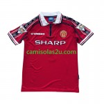 Camisolas de futebol Manchester United Beckham 7 Retro Equipamento Principal 1998-1999 Manga Curta